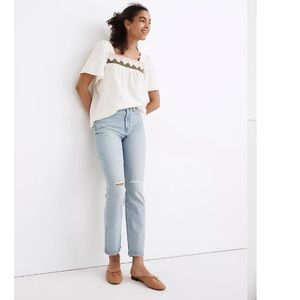 Madewell The High-Rise Slim Crop Boyjean in Dumas Wash: Ripped Edition